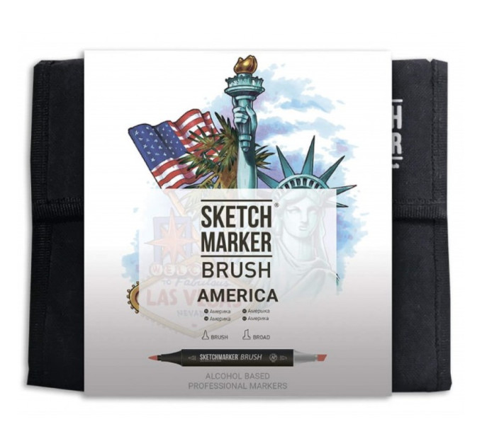 Маркери набір SketchMarker Brush Америка 36 шт, SMB-36AMER