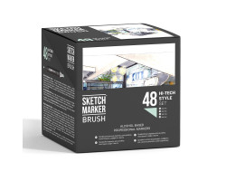 Комплект маркерів SketchMarker Brush Hi Tex Style - Хай тек 48 шт. (В пластик. Кейсі), SMB-48HITEX-foto2