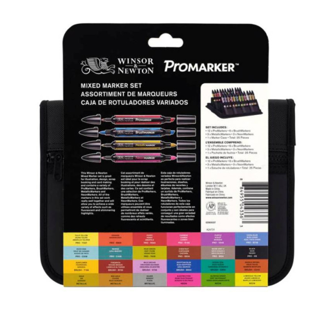 Набор маркеров Winsor & Newton, ProMarker 24 шт (Brushmarker, Promarker, Neon, Metalik) 24 шт, W&N