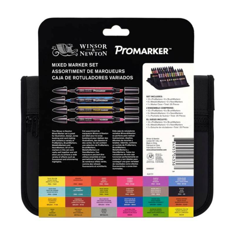 Набор маркеров Winsor Newton, ProMarker 24 шт (Brushmarker, Promarker, Neon, Metalik) 24 шт, W N-foto3