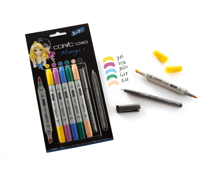 Набір маркерів Copic Ciao Manga 1 set 5+1 лайнер кольору для аніме - 22075556