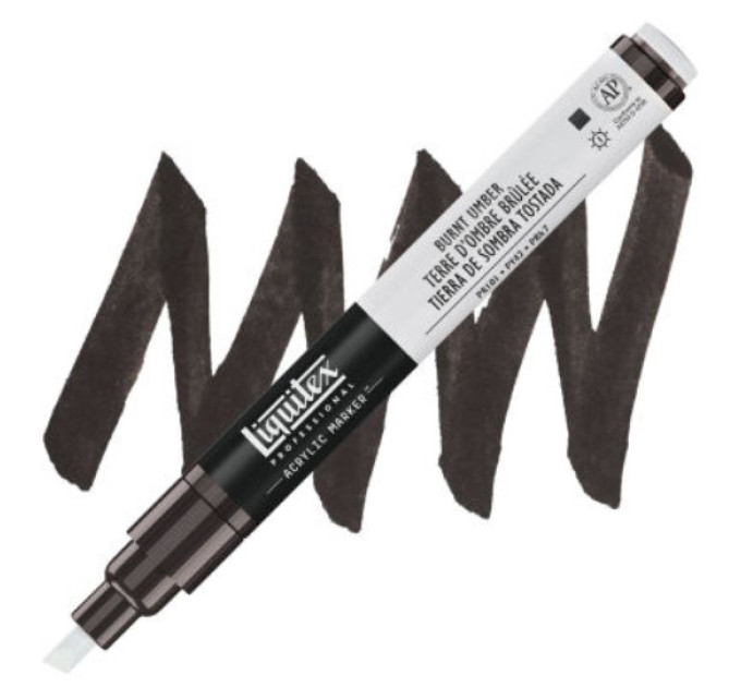 Акриловый маркер Liquitex, Paint Marker 2 мм, №128 Burnt Umber 