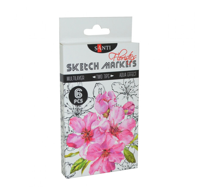 Набор маркеров SANTI sketch Floristics Brush 6 шт 390569