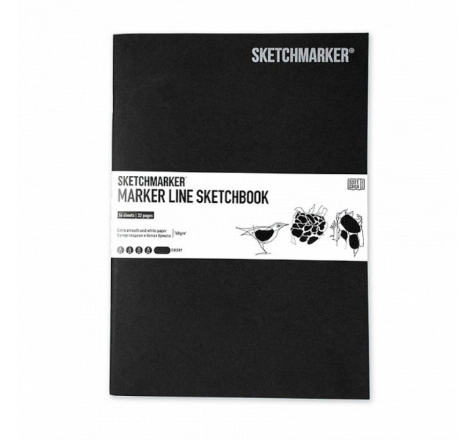 Скетчбук SketchMarker А5 16 листов, 160 г, черный, MLSSM / BLACK