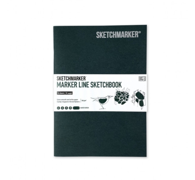 Скетчбук SketchMarker В5 16 листов, 160 г, темно-зеленый, MLSM / HGREEN