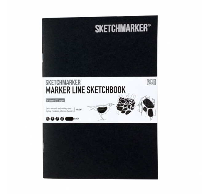 Скетчбук SketchMarker В5 16 листов, 160 г, черный, MLSM / BLACK