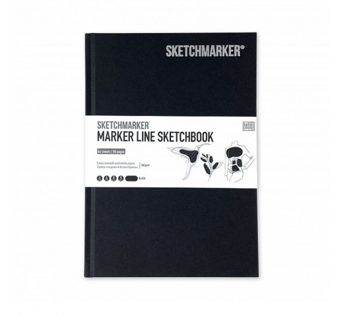 Скетчбук SketchMarker А5 44 листов, 160 г, черный, MLHSM / BLACK