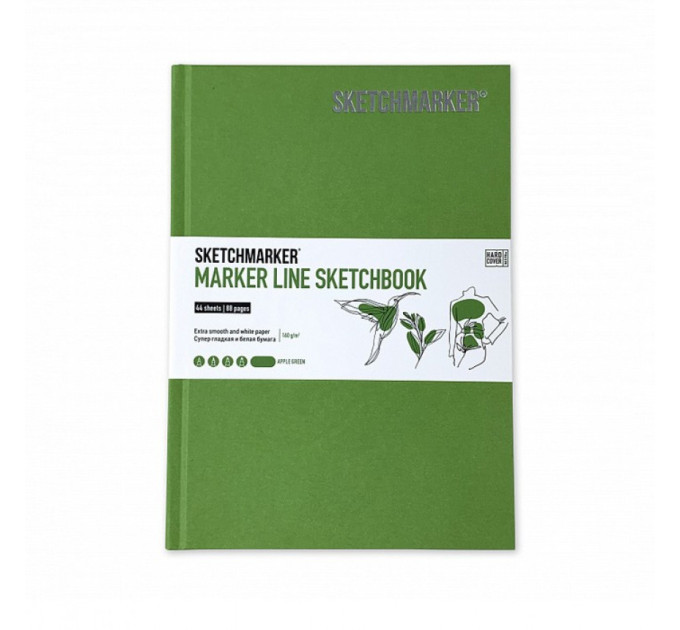 Скетчбук SketchMarker А5 44 листов, 160 г, зеленое яблоко, MLHSM / APGR