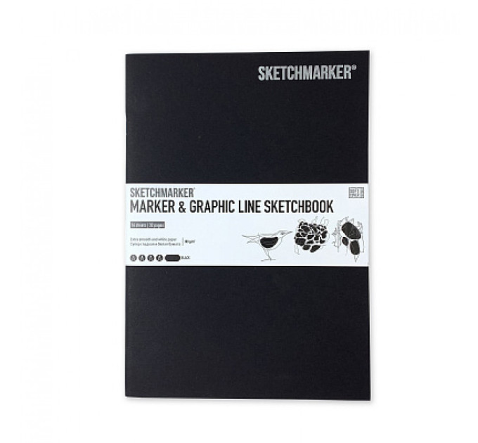 Скетчбук SketchMarker В5 16 листов, 180 г, высшего черный, MGLSM / EXBL