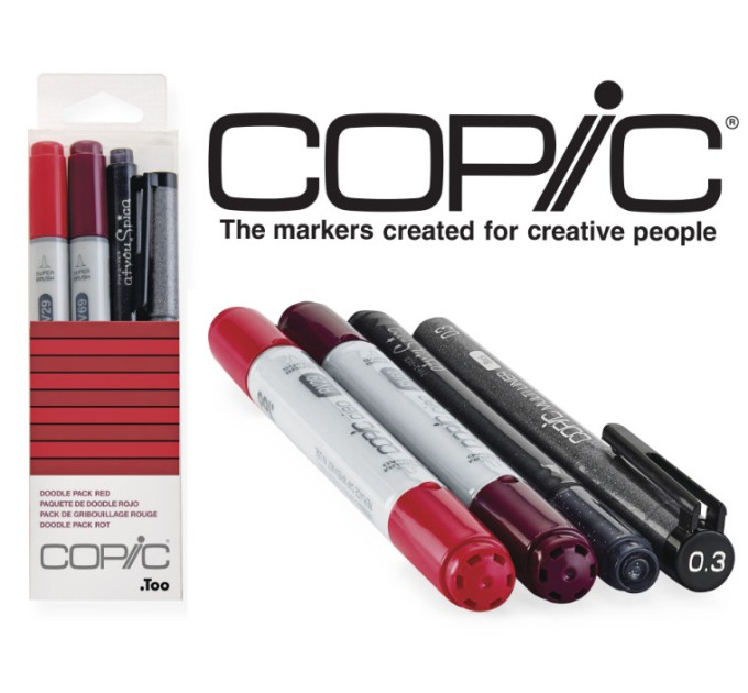 Маркеры Copic Ciao Set Doodle Pack Red 2+1+1 шт 22075641