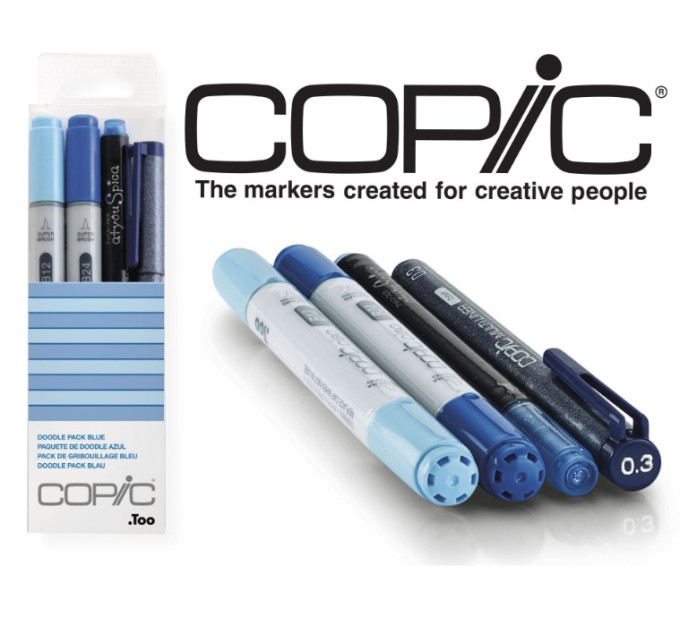 Маркеры Copic Ciao Set Doodle Pack Blue 2+1+1 шт 22075645