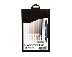Маркеры Graphit в наборах, Оттенки теплого серого, 12 шт - GI00127