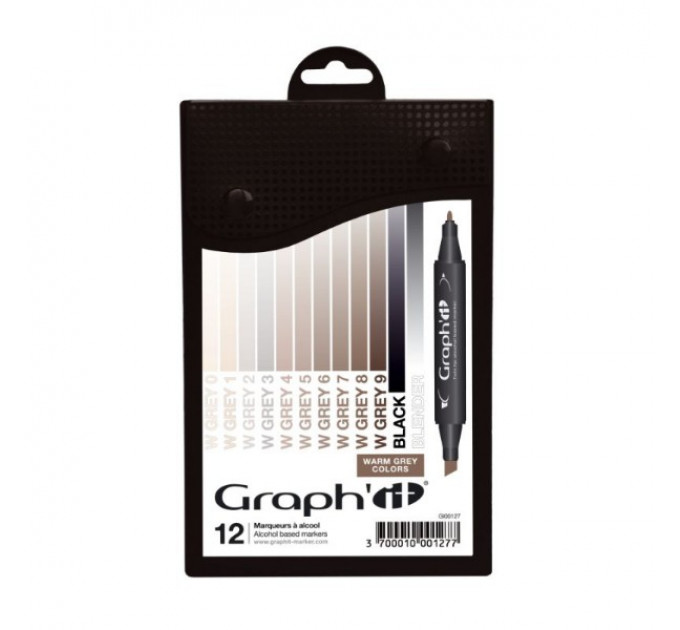 Набір двосторонніх маркерів, Відтінки теплого сірого, 12шт, Graphit GI00127