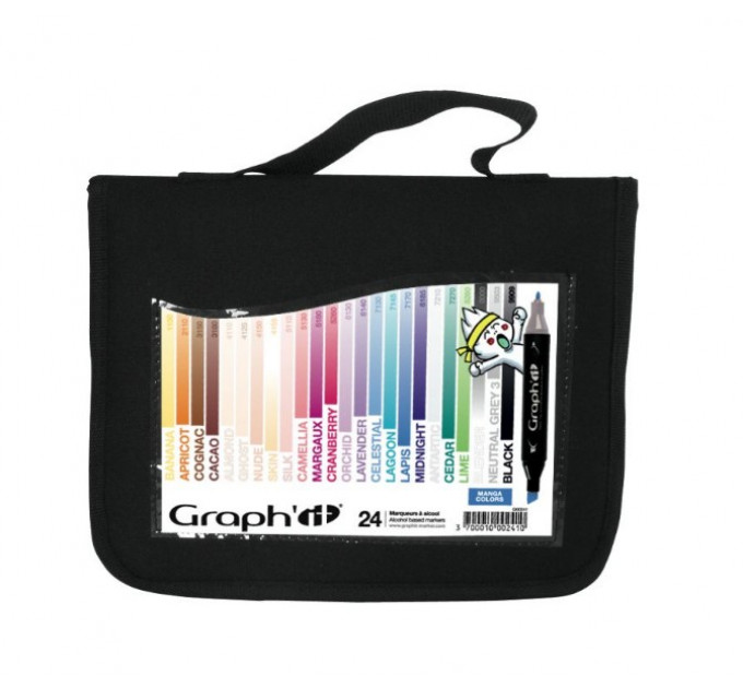 Маркеры Graphit в наборах в пенале, Основные цвета полупрозрачные, 24 шт - GI00241