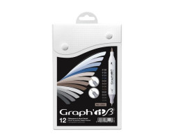 Маркеры Graphit в наборах Brush Mix greys 12 шт - GI80113