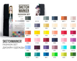Набор маркеров Sketchmarker Fashion design 36 set - Дизайн одежды - 36 маркеров + сумка органайзер