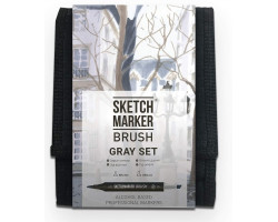 Набор маркеров SketchMarker Brush Серые тона 12 шт, SMB-12GRAY-foto3