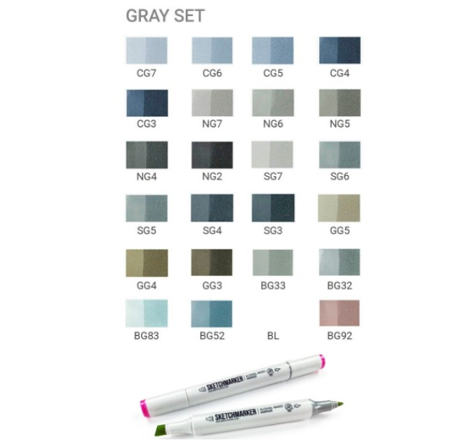 Набір маркерів Sketchmarker Gray set 24 шт арт 24gray